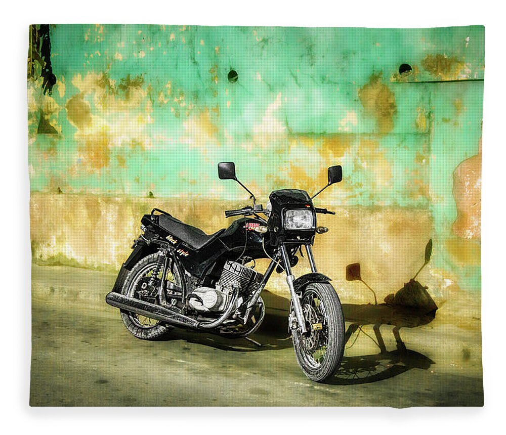 Motocross Fleece Blanket featuring the photograph Shadow Of A Motorbike by Micah Offman