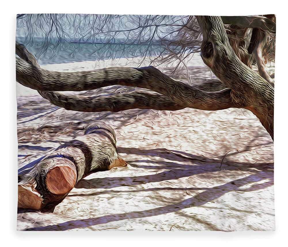 Logs Fleece Blanket featuring the photograph Shadows by Pennie McCracken
