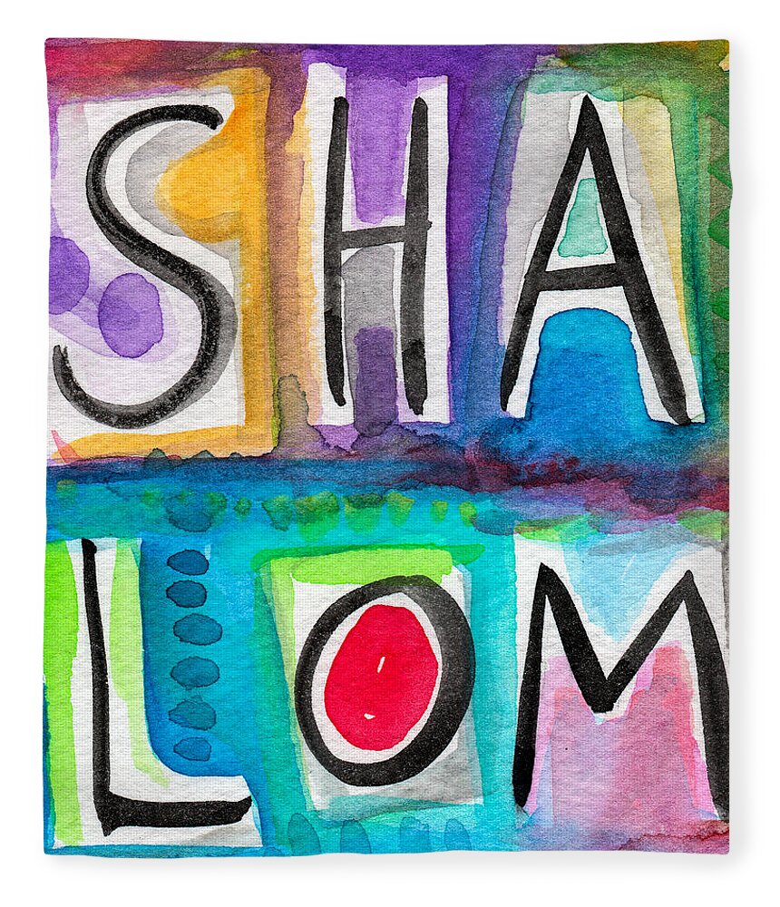Shalom Fleece Blanket featuring the painting Shalom Square- Art by Linda Woods by Linda Woods