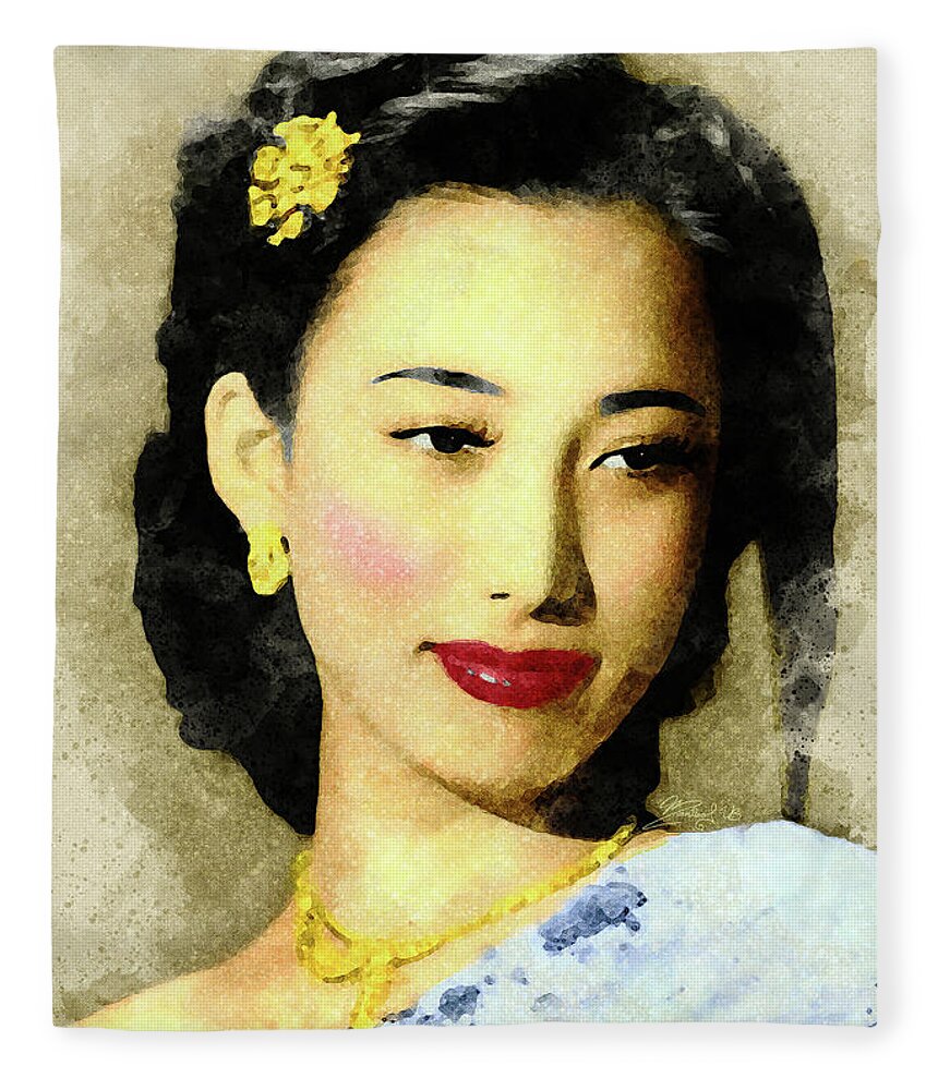 China Fleece Blanket featuring the digital art Shangguan Yunzhu by Marisol VB