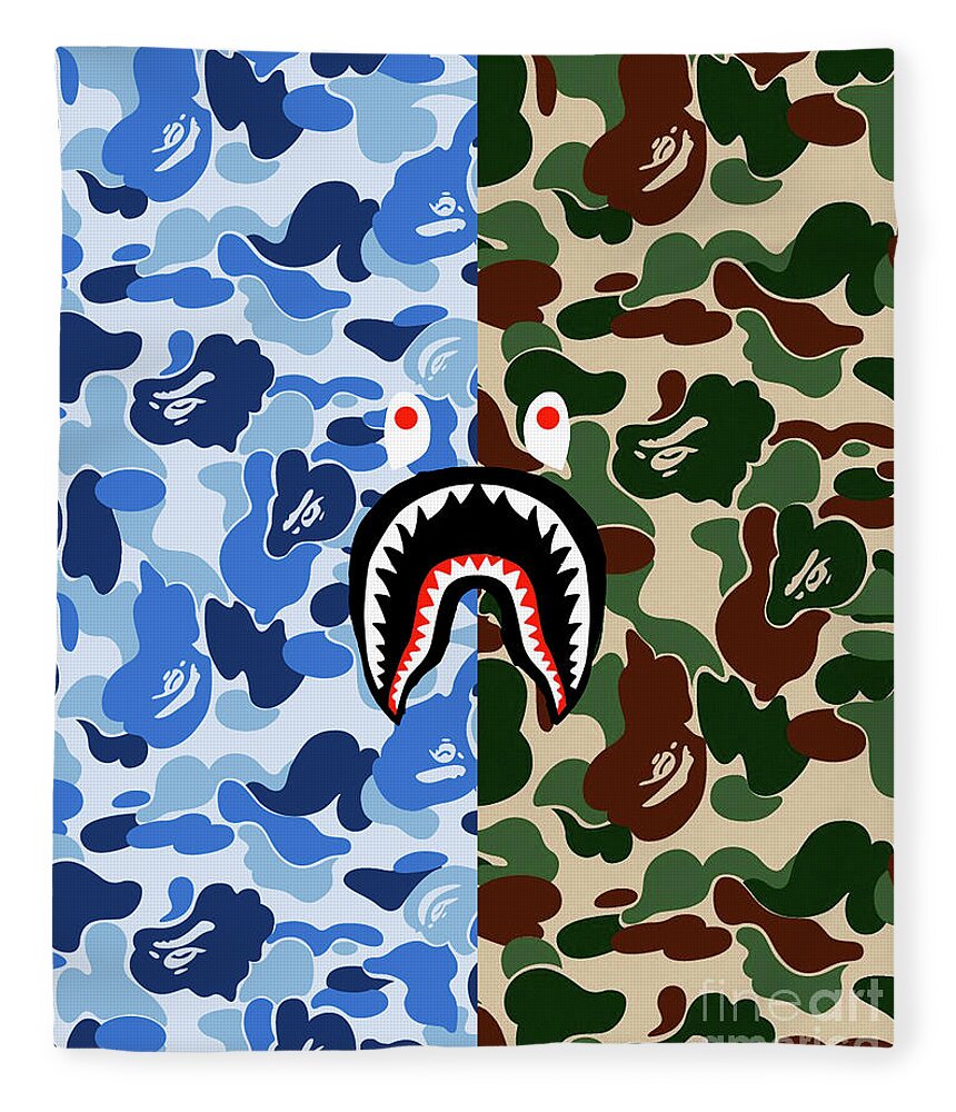 Shark Camo Fleece Blanket by Bape Collab - Pixels