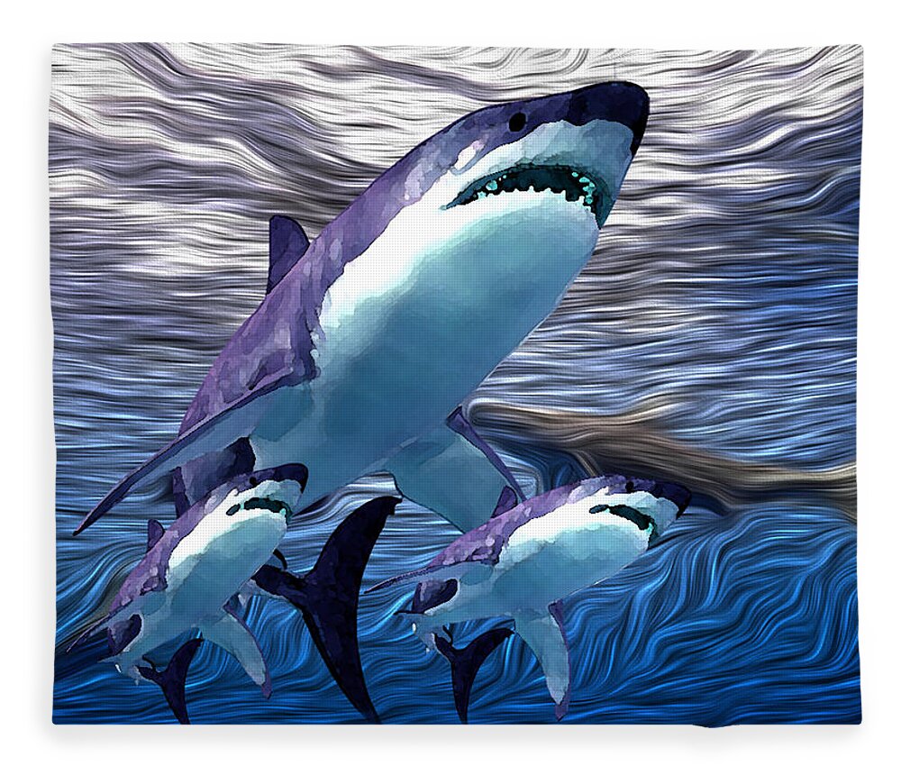Shark Tank Fleece Blanket featuring the digital art Shark Tank 6 by Aldane Wynter
