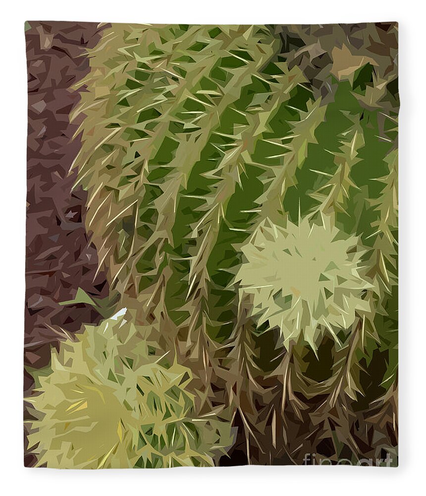 Cactus Fleece Blanket featuring the digital art Sharp One by Mary Mikawoz