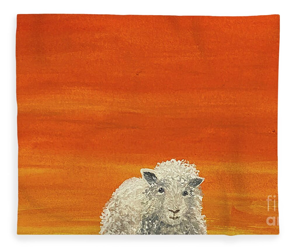 Sunset Fleece Blanket featuring the painting Sheep at Sunset by Lisa Neuman