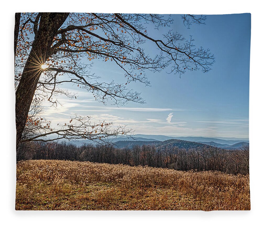 Shenandoah National Park Fleece Blanket featuring the photograph Shenandoah Winter Sun by Lara Ellis