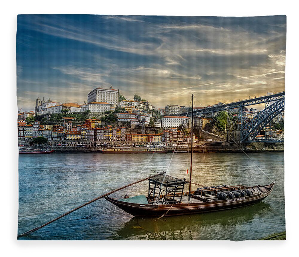 Porto Fleece Blanket featuring the photograph Shipping the Porto wine dos Malvedos by Micah Offman