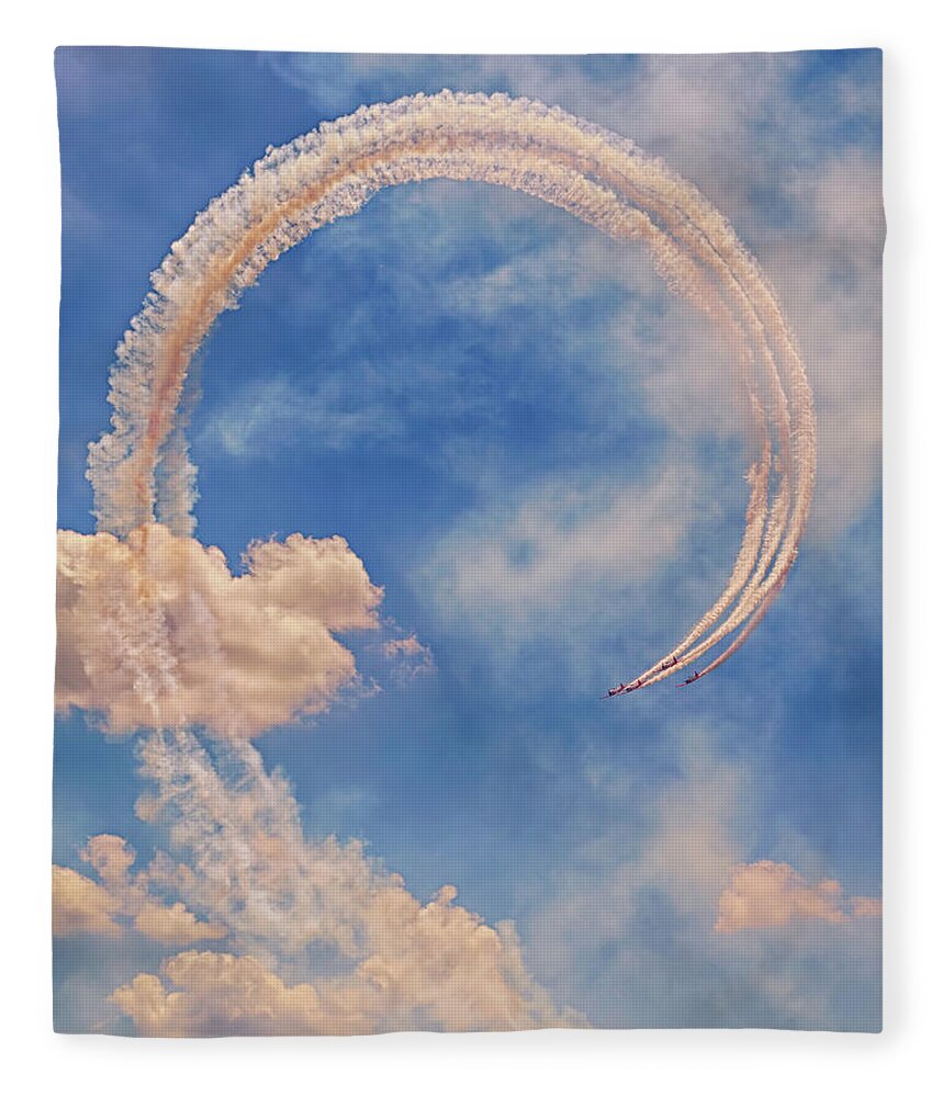 Airshow Fleece Blanket featuring the photograph Shoot the Loop by Susan Rissi Tregoning