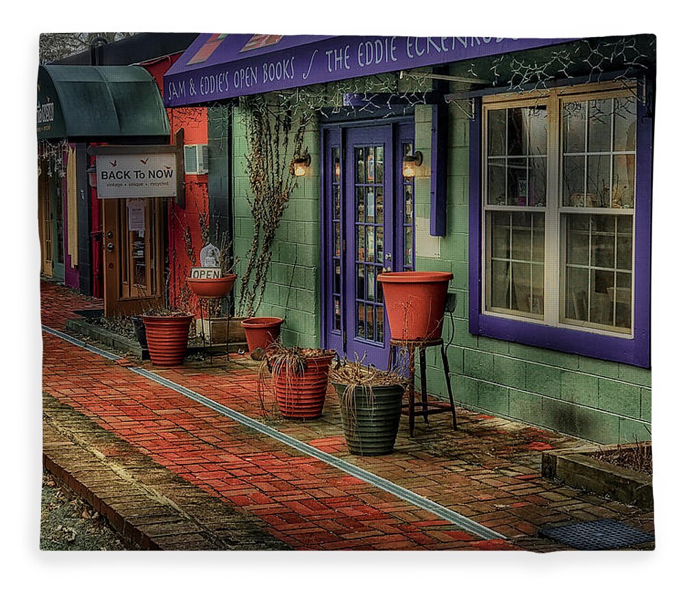  Fleece Blanket featuring the photograph Shops in the Village by Jack Wilson