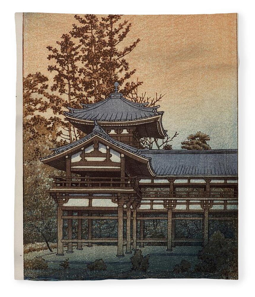 Japanese Architecture Fleece Blanket featuring the painting Showa period, 20th century by MotionAge Designs