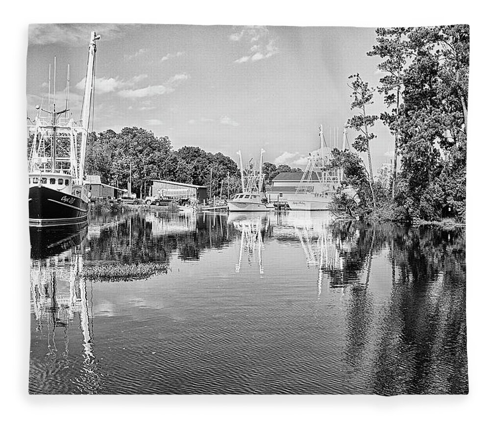 Trawler Fleece Blanket featuring the photograph Shrimp Boats in Safe Harbor - Bayboro North Carolina by Bob Decker
