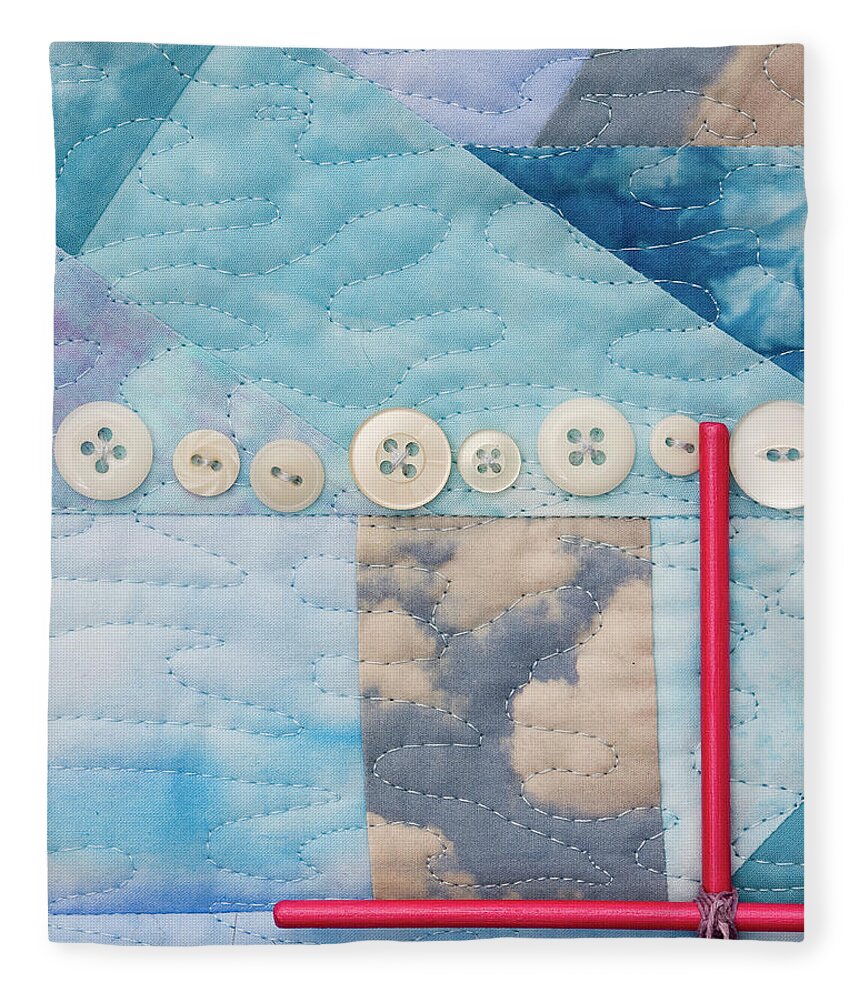 Shrine To Land And Sky Fleece Blanket featuring the mixed media Shrine to Land and Sky F by Vivian Aumond