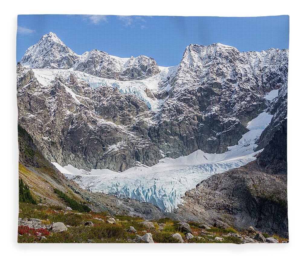 Mount Shuksan Fleece Blanket featuring the photograph Shuksan Glacier by Michael Rauwolf