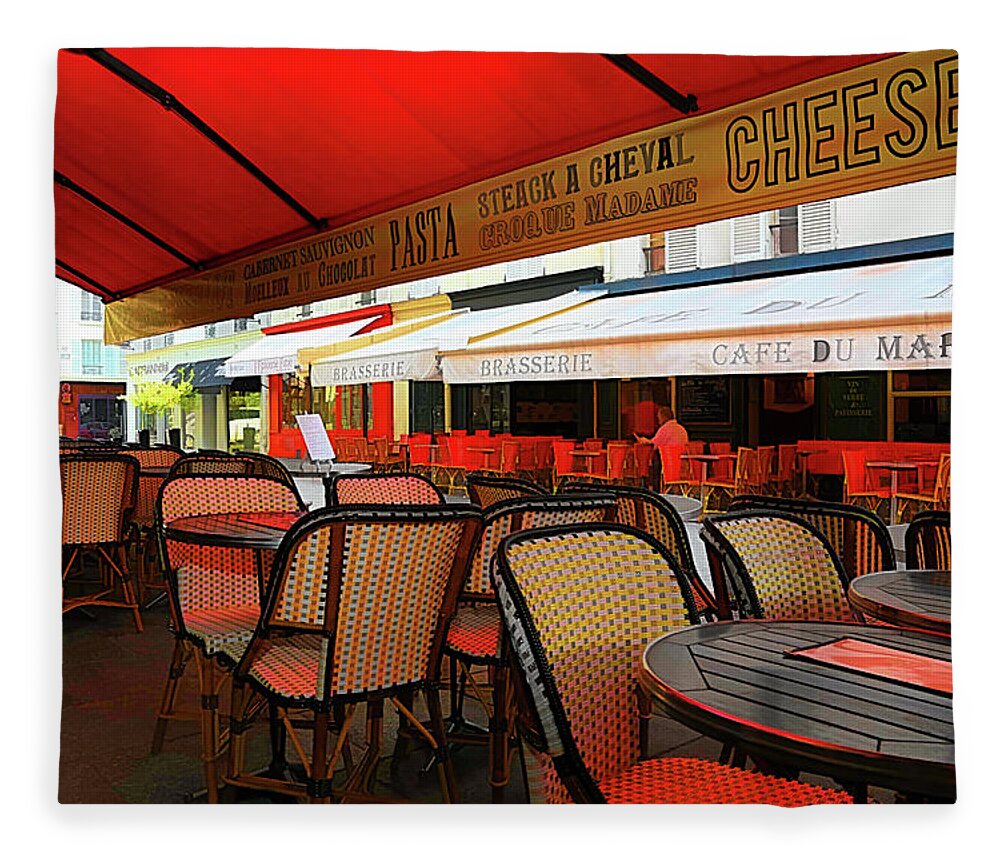 Restaurant Fleece Blanket featuring the photograph Sidewalk Cafe 1-Digital Art by Steve Templeton