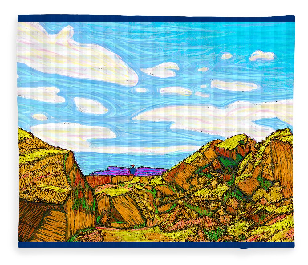 Solitude Fleece Blanket featuring the painting Silent Observer by Rod Whyte