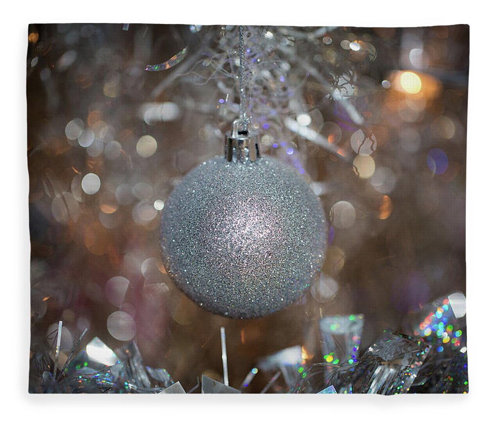 Silver Fleece Blanket featuring the photograph Silver Ball on Silver Tree by Lora J Wilson