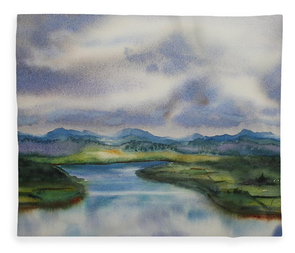 Landscape Fleece Blanket featuring the painting Silver Day by Ruth Kamenev