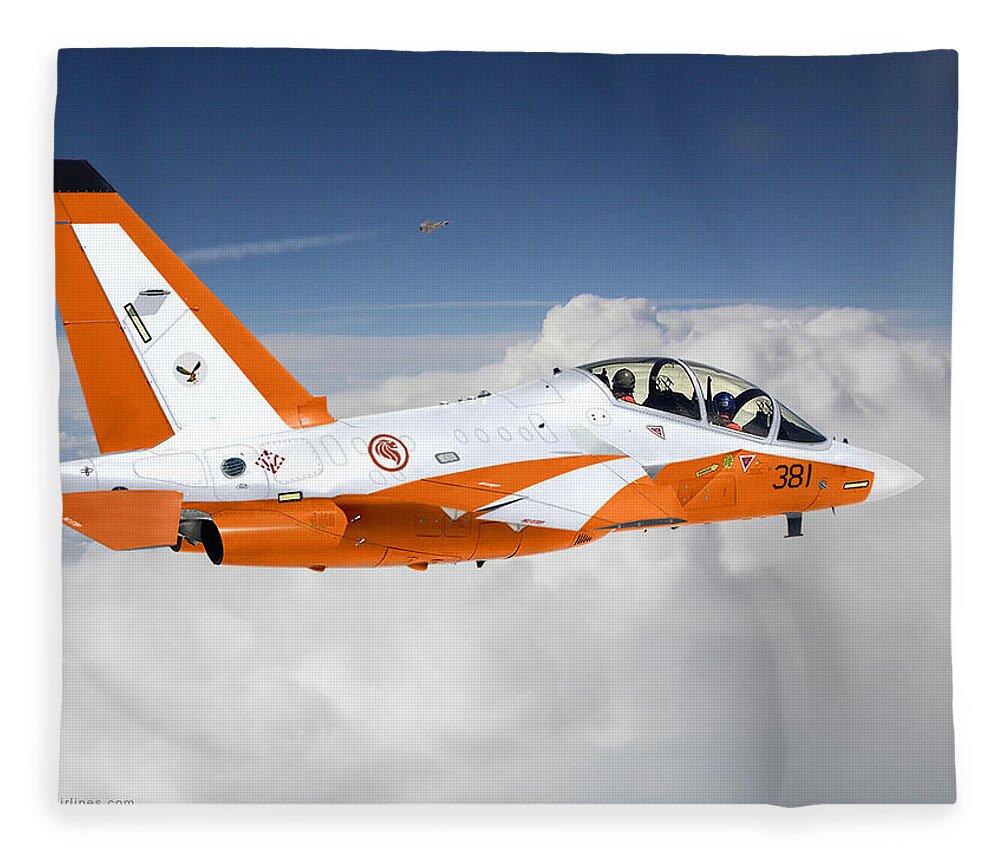 M-346i Fleece Blanket featuring the digital art Singapore M-346 by Custom Aviation Art