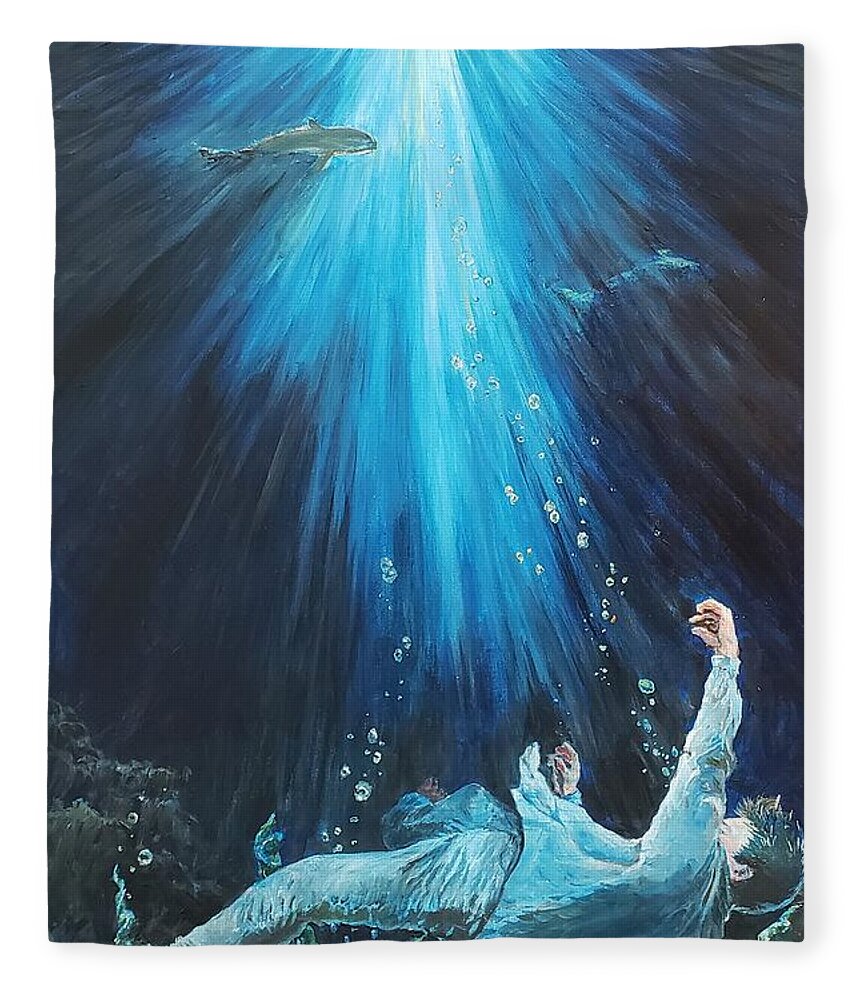 Depression Fleece Blanket featuring the painting Sinking into Depression by Merana Cadorette