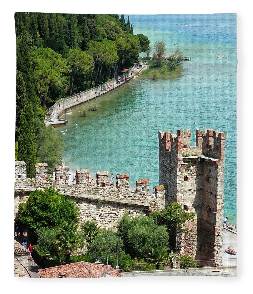Sirmione Fleece Blanket featuring the photograph Sirmione by Claudia Zahnd-Prezioso