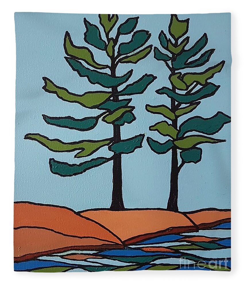 Landscape Fleece Blanket featuring the painting Sisters by Petra Burgmann