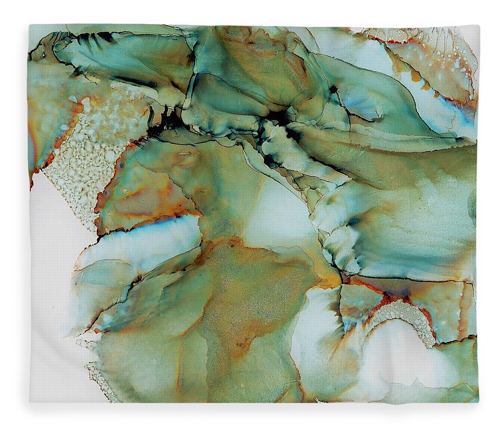 Alcohol Ink Fleece Blanket featuring the painting Skeleton Earth by Angela Marinari