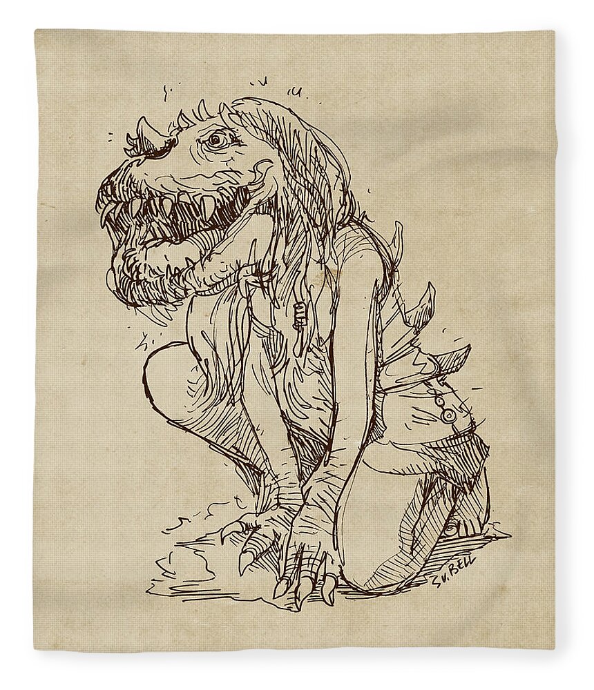 Monster Fleece Blanket featuring the drawing Sketch no. 0046 by Sv Bell