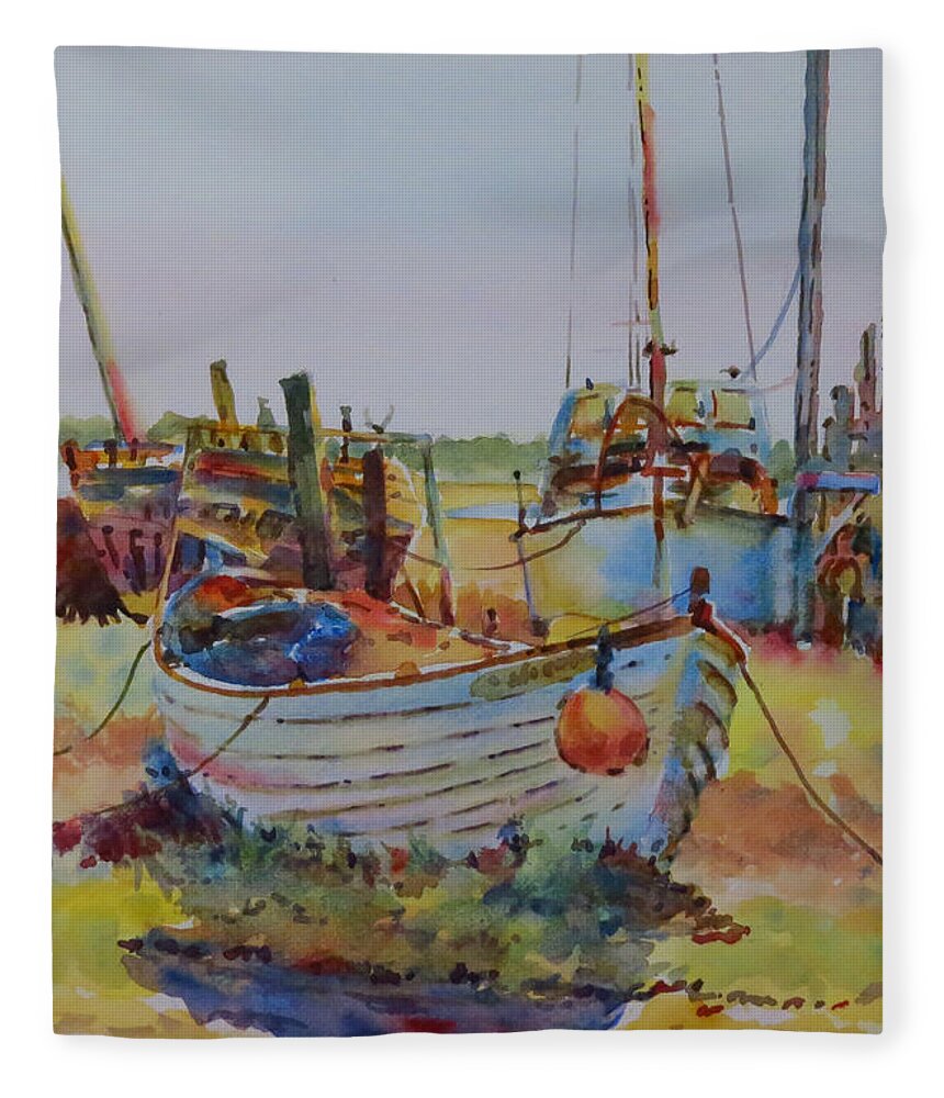 Summer Fleece Blanket featuring the painting Skippool Creek-G.Berry #87 by David Gilmore