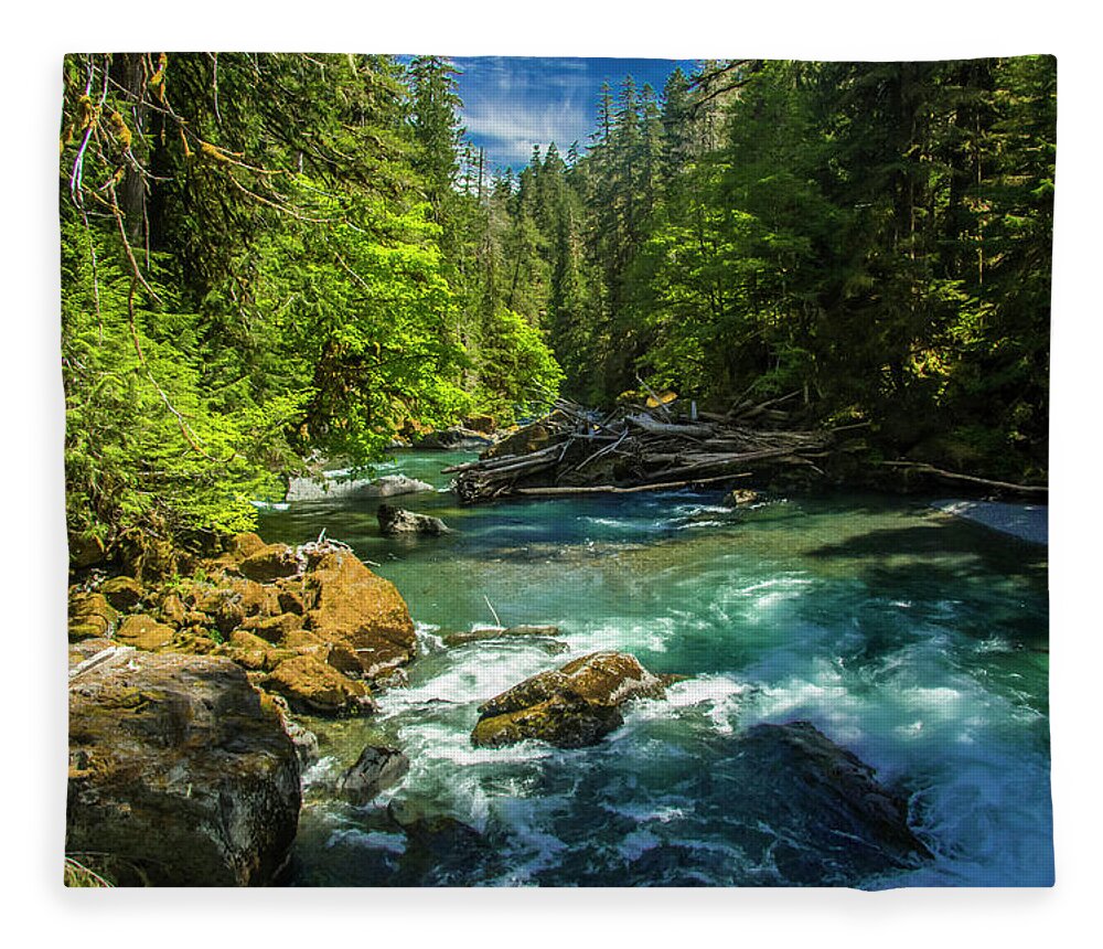 Olympic National Park Fleece Blanket featuring the photograph Skokomish at Staircase by Doug Scrima