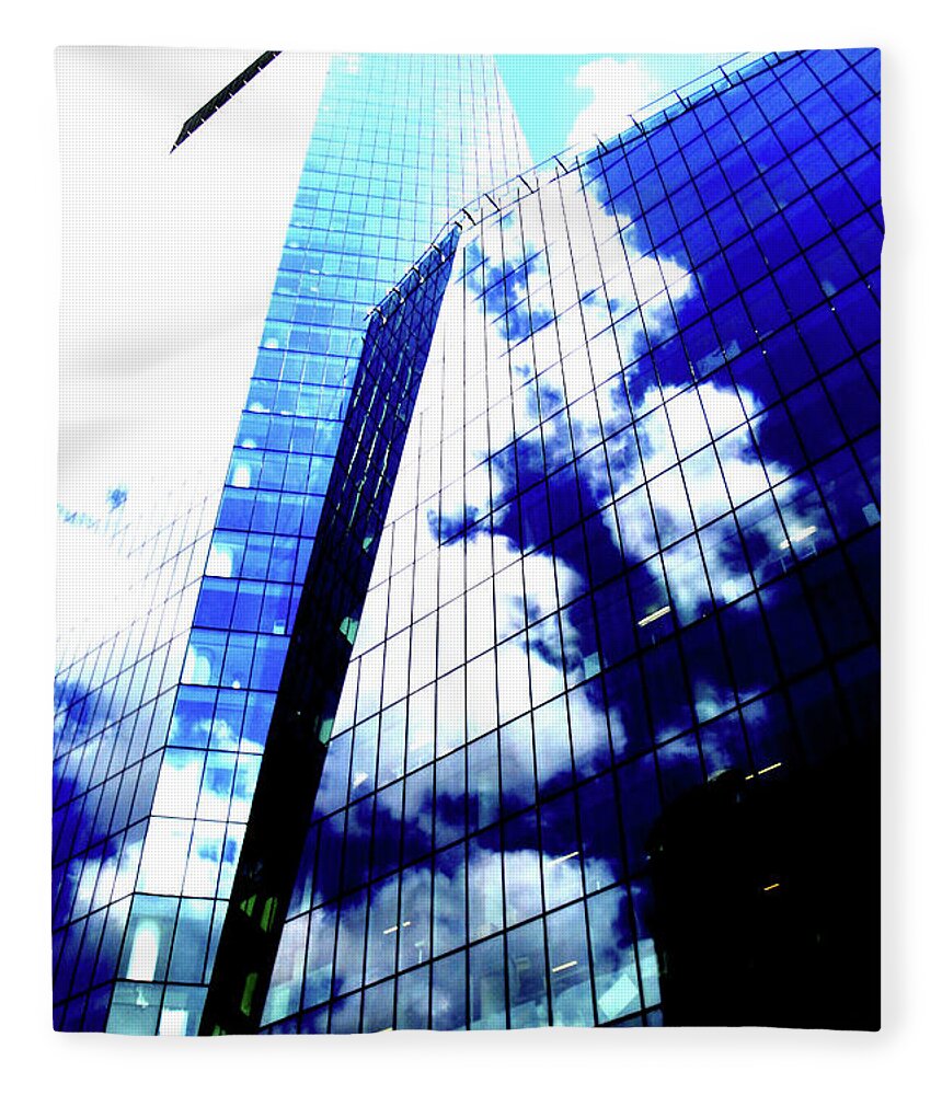 Skyscraper Fleece Blanket featuring the photograph Skyscraper In Clouds In Warsaw, Poland 4 by John Siest