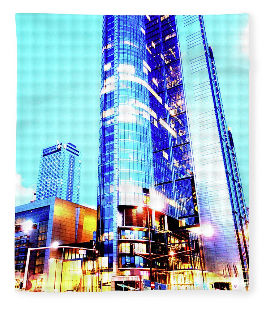 Skyscrapers Fleece Blanket featuring the photograph Skyscraper In Warsaw, Poland 36 by John Siest