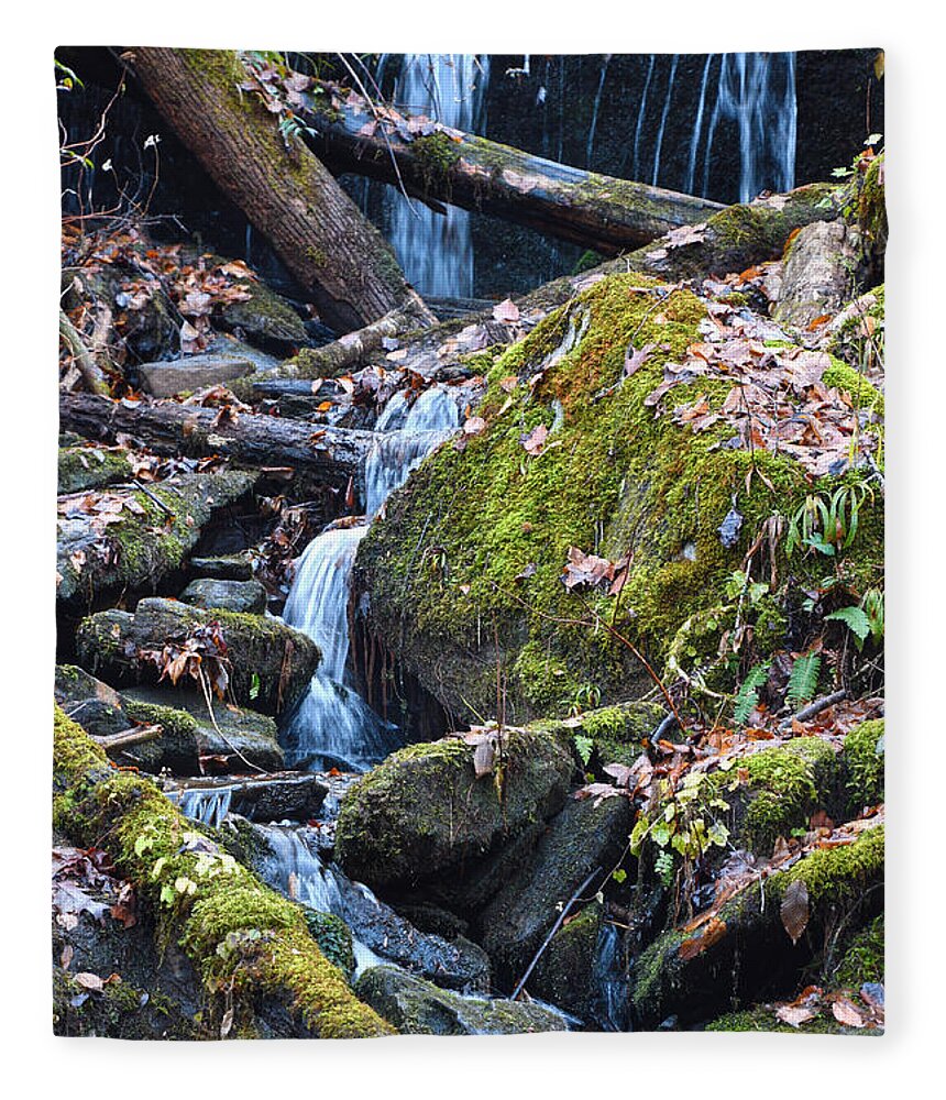 Tennessee Fleece Blanket featuring the photograph Small Waterfall by Phil Perkins