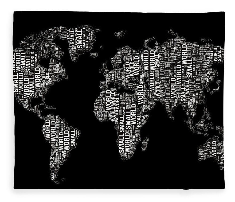 World Map Fleece Blanket featuring the painting Small World Map Distressed Wall by Tony Rubino