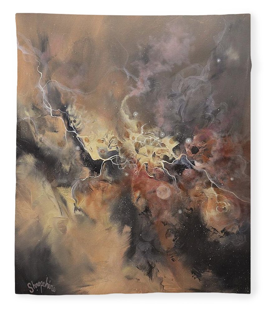 Smoldering Fleece Blanket featuring the painting Smoldering by Tom Shropshire