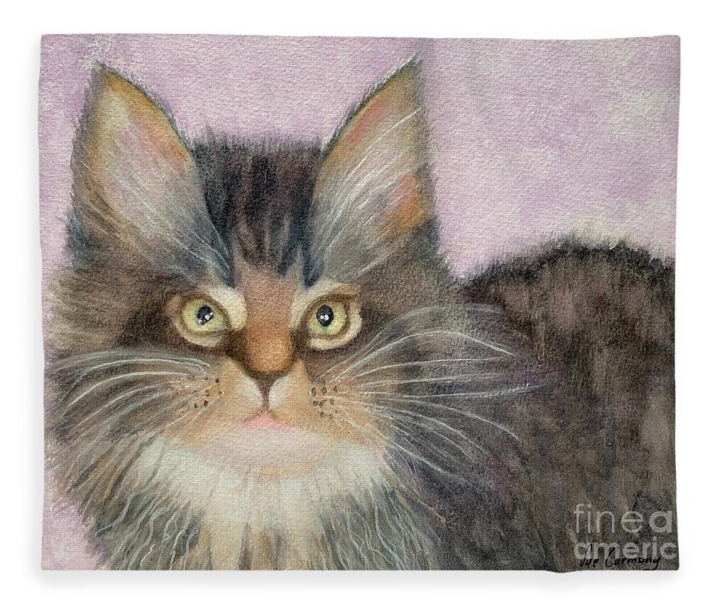 Maine Coon Fleece Blanket featuring the painting Snickers by Sue Carmony