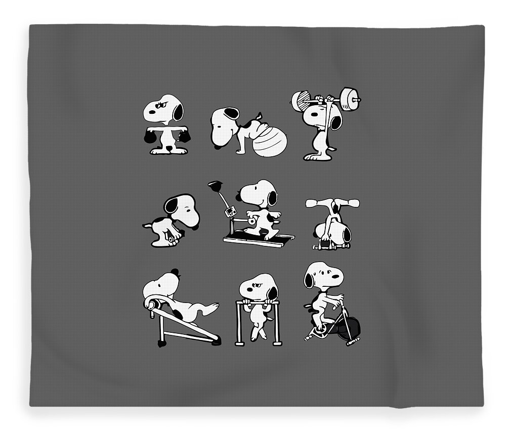 Snoopy Workout Positions Cross Fit GYM Fleece Blanket