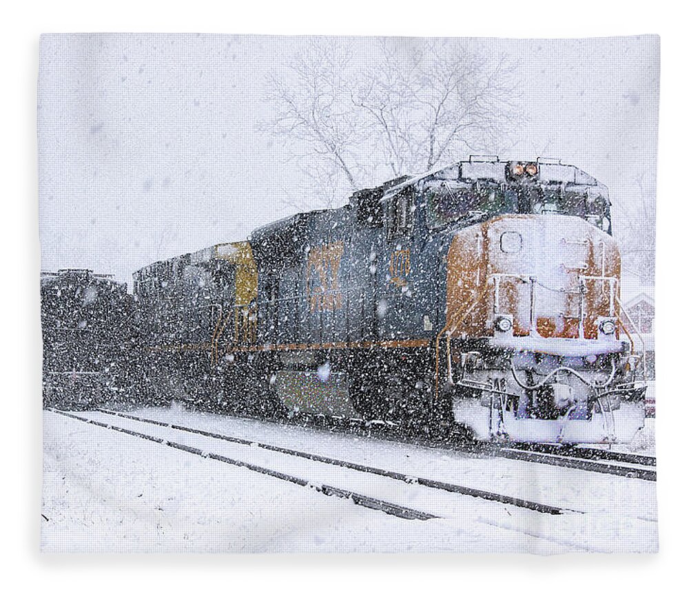 Csx. Trains Fleece Blanket featuring the photograph Snow and Steel 2 by Rick Lipscomb
