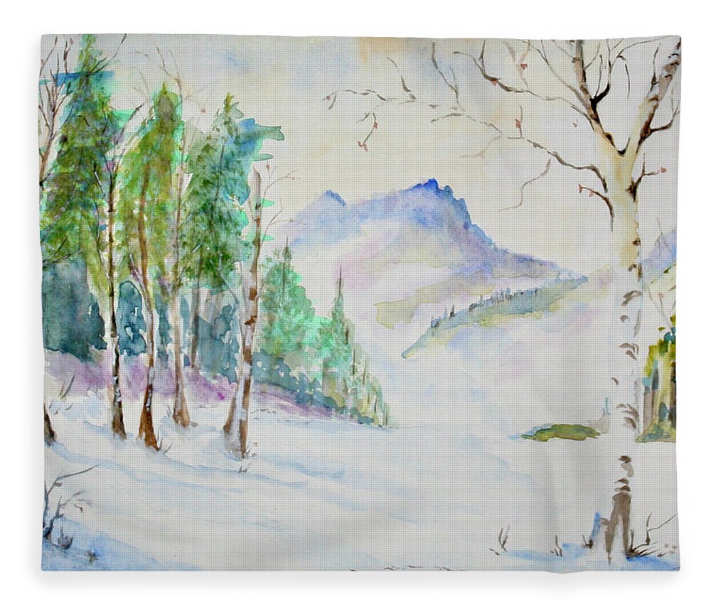 Snow Fleece Blanket featuring the painting Snow Day by Peggy Rose