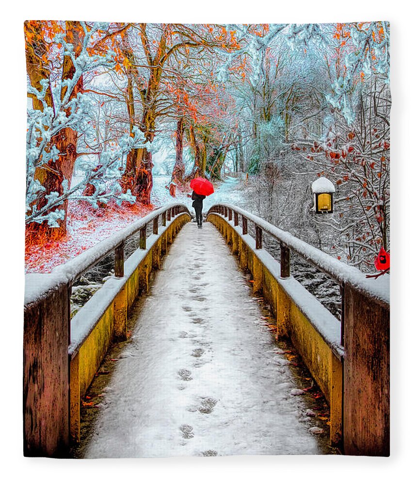 Carolina Fleece Blanket featuring the photograph Snowy Walk by Debra and Dave Vanderlaan