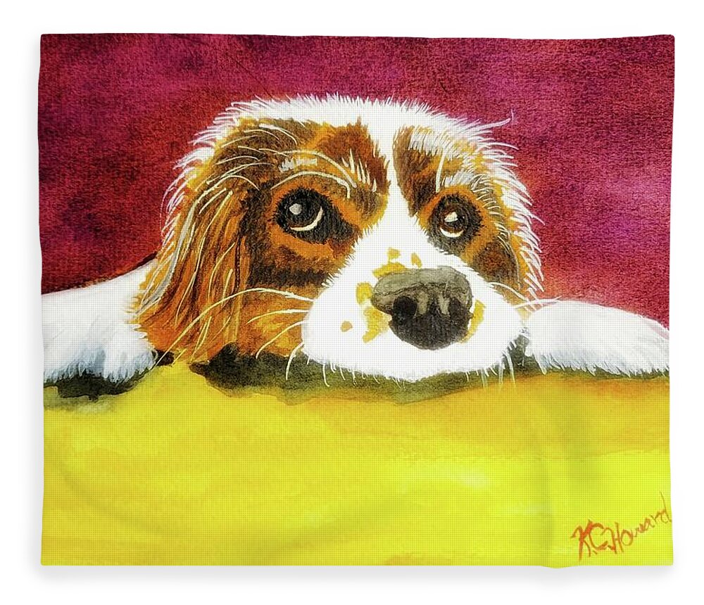 Snuggle Fleece Blanket featuring the painting Puppy by Shady Lane Studios-Karen Howard