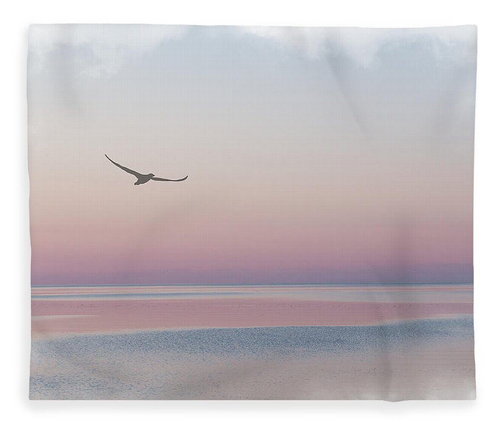 Sea Fleece Blanket featuring the mixed media Soaring Over Cow Head Bay by Moira Law