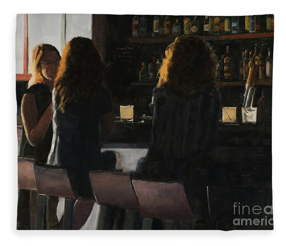 Bar Fleece Blanket featuring the painting Social Hour by Tate Hamilton