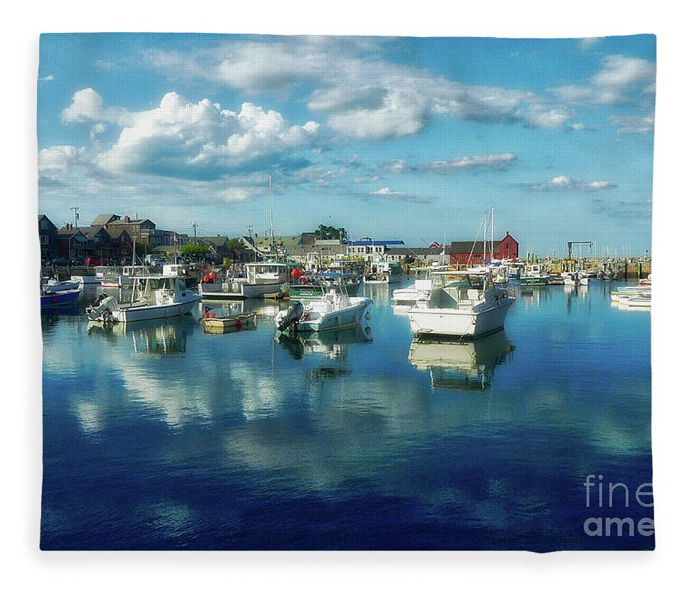 Waterscape Fleece Blanket featuring the photograph Soft and Airy Rockport Boats by Amy Dundon