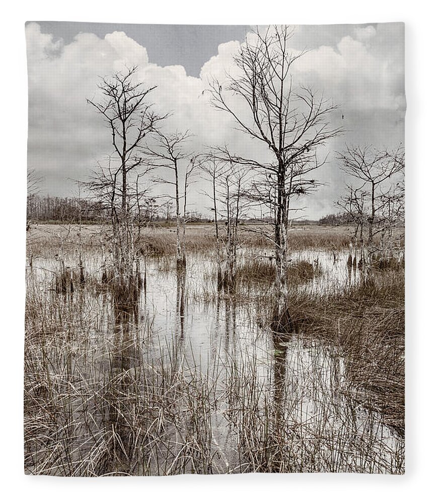 Clouds Fleece Blanket featuring the photograph Soft Morning Everglades by Debra and Dave Vanderlaan