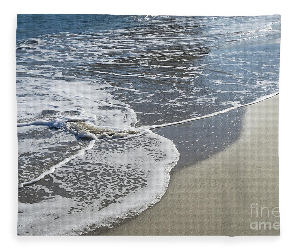 Mediterranean Sea Fleece Blanket featuring the photograph Soft waves on the sandy beach by Adriana Mueller