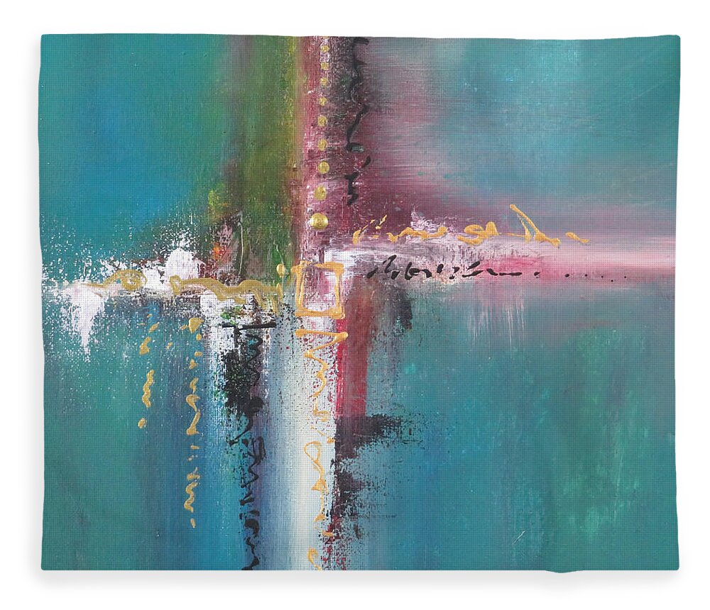 Abstract Fleece Blanket featuring the painting Softness Behind The Hardness by Raymond Fernandez
