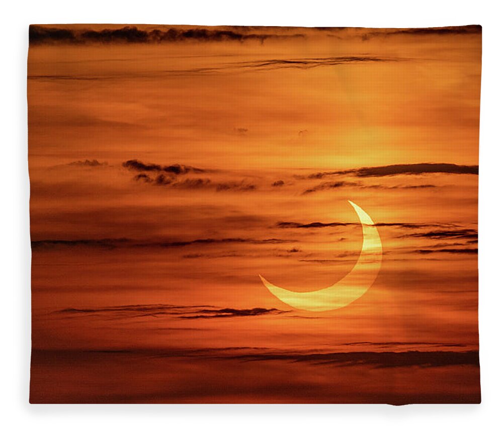 New York Fleece Blanket featuring the photograph Solar Eclipse 2021 by Kevin Suttlehan