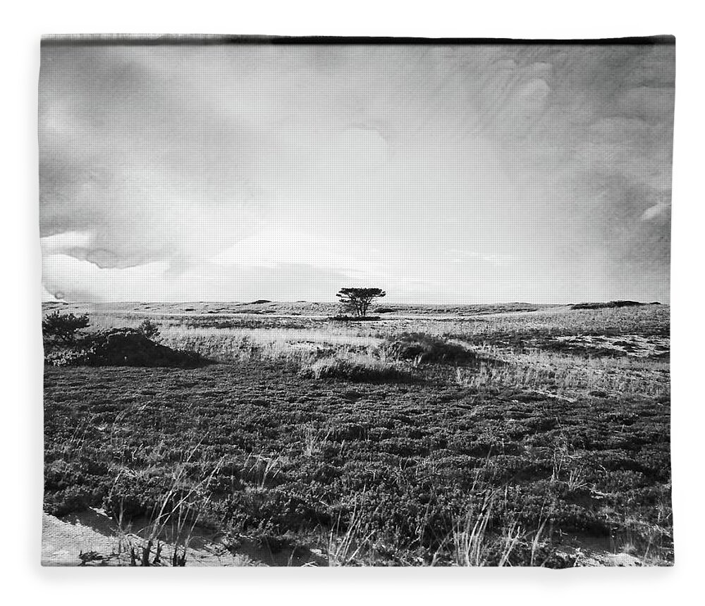 Black And White Fleece Blanket featuring the photograph Solitary Tree by Annalisa Rivera-Franz