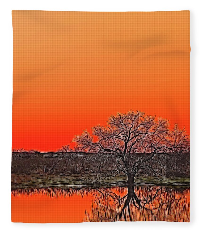 Sunset Fleece Blanket featuring the digital art Solitude Standing by Brad Barton