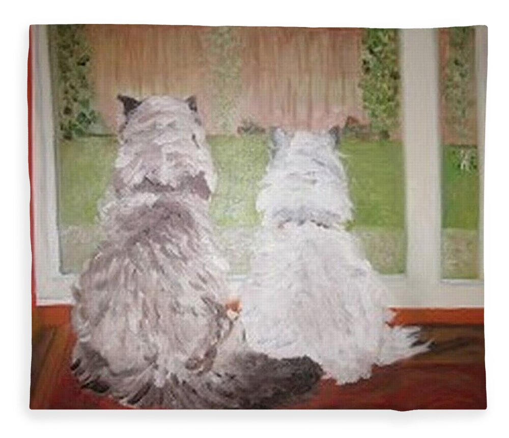 Himalayans Fleece Blanket featuring the painting Sookie and Sebastian by Juliette Becker