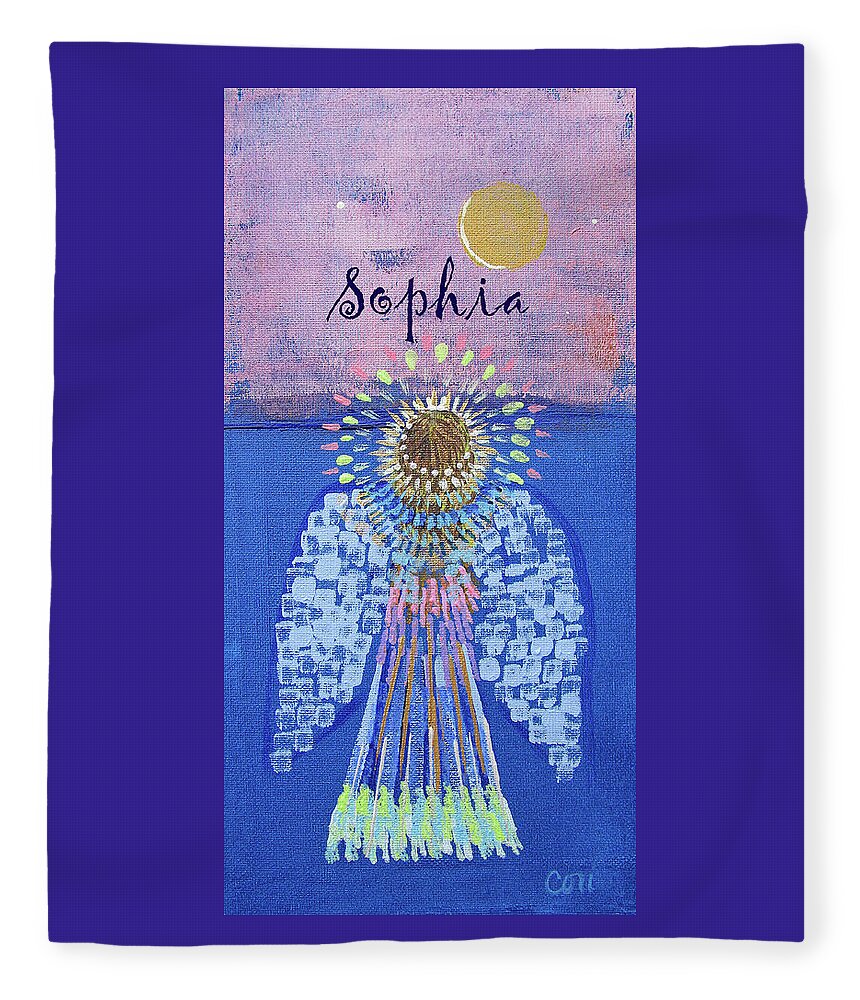 Sophia Fleece Blanket featuring the painting Sophia Angel by Corinne Carroll